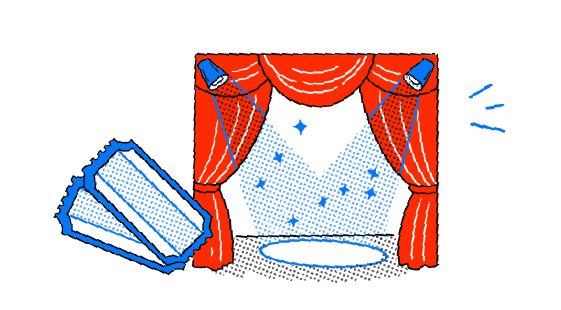 劇場の舞台とチケットのイラスト