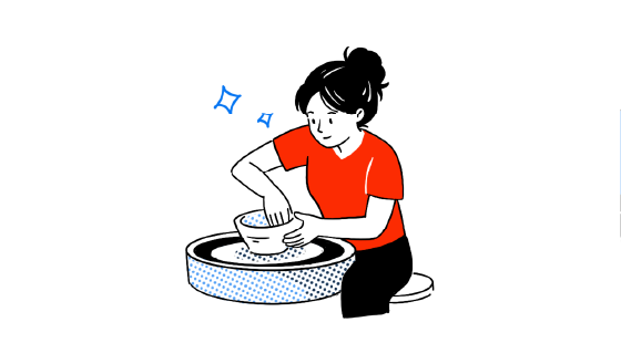 ろくろで器を作る人のイラスト